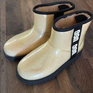 UGG Cream Ankle Boots with Black Trim